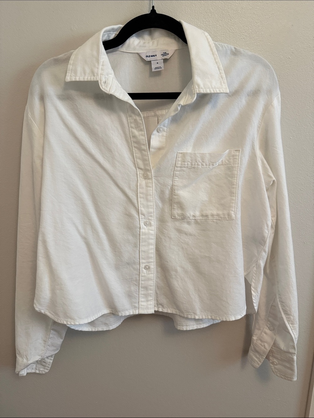 Old Navy White Cropped Button-Down Shirt